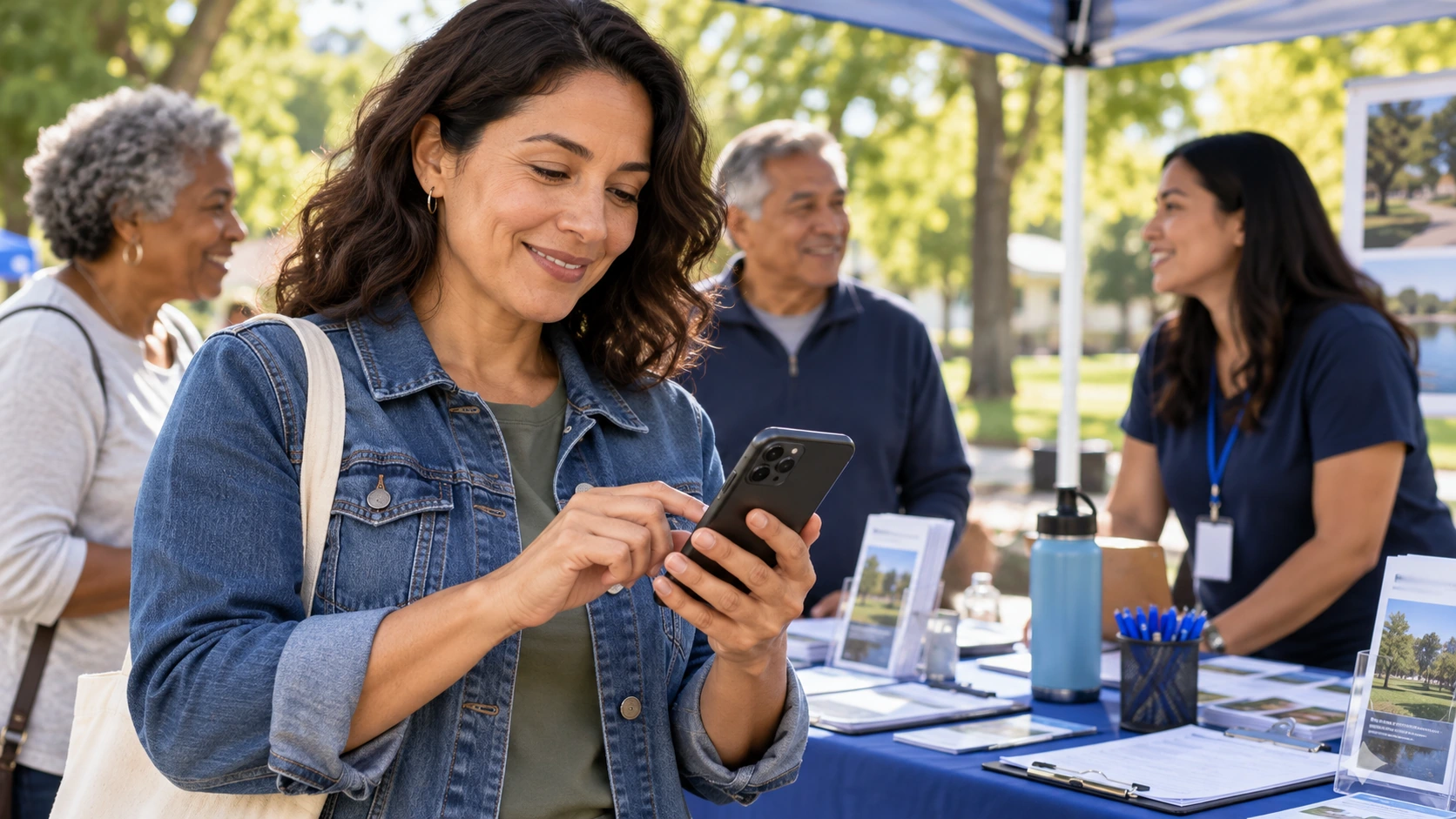 Illustrative volunteer using a smartphone